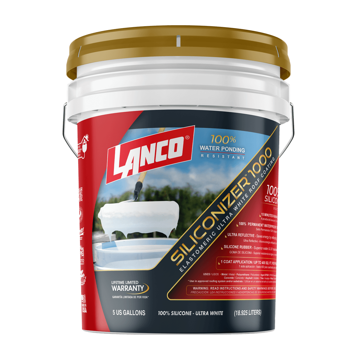 Siliconizer 1000 — 100% Silicone Roof Coating, 5 gallon pail